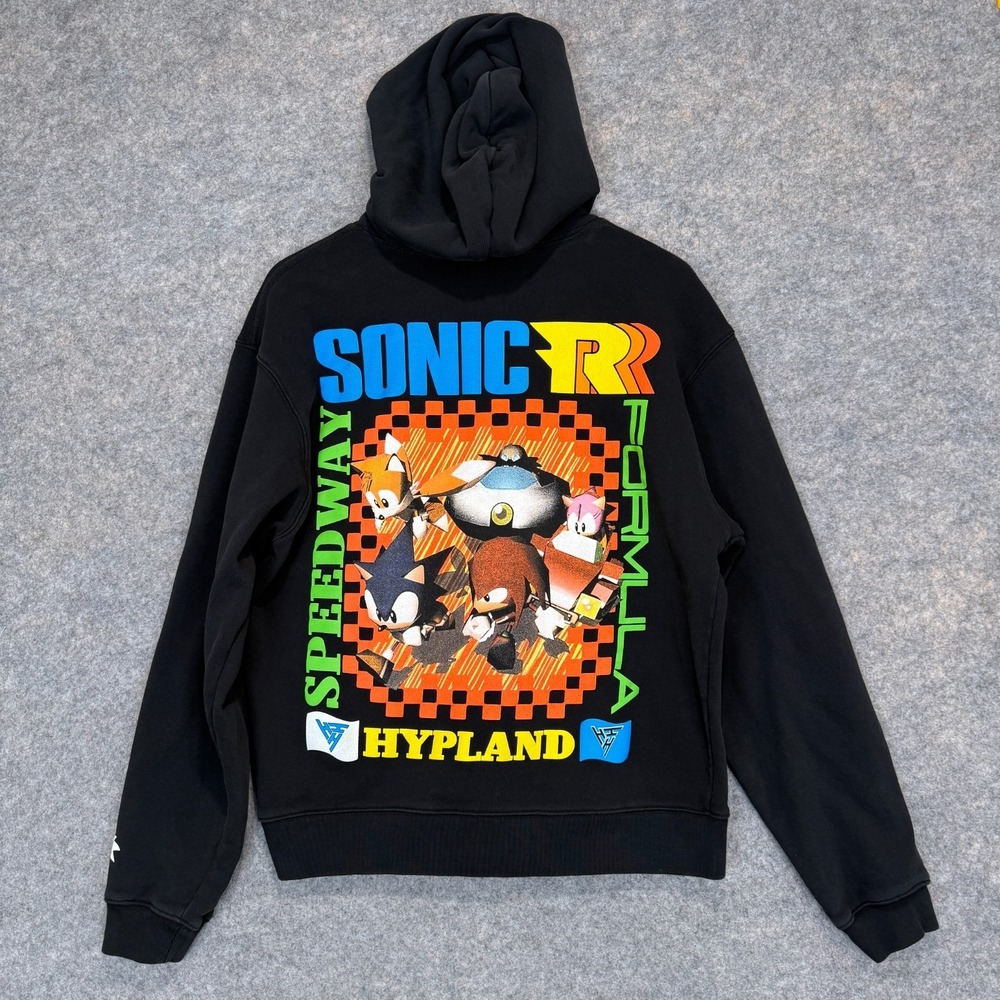 Hypland x Sonic R Hoodie Sweatshirt Mens Large Terry Graphic Hedgehog 2023 RARE